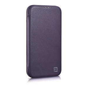 iCarer CE Premium Leather Folio Case iPhone 14 Plus Magnetic Flip Leather Folio Case MagSafe Dark Purple (WMI14220715-DP)