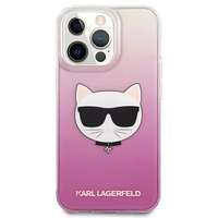 Karl Lagerfeld Choupette Head ümbris iPhone 13 Pro Max jaoks - roosa