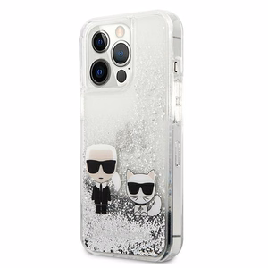 KARL LAGERFELD ümbris jaoks IPHONE 13 Pro KLHCP13LGKCS (Liquid Glitter K&C) hõbedane