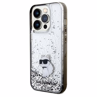 Karl Lagerfeld Liquid Glitter Choupette ümbris jaoks iPhone 14 Pro Max - läbipaistev