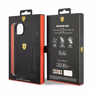 Ferrari FEHCP14MRBUK iPhone 14 Plus 6.7" чёрный/чёрный жёсткий чехол Leather Stamp Sides