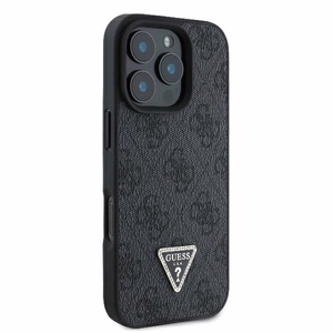 Кожаный чехол Guess 4G Triangle Strass MagSafe для iPhone 16 Pro Max - черный