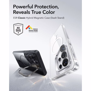 ESR Classic Hybrid Kickstand MagSafe ümbris Samsung Galaxy S26 Ultra jaoks - läbipaistev must