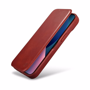 Чехол iCarer CE Oil Wax Premium Leather Folio для iPhone 14 Plus магнитный с откидной крышкой MagSafe красный