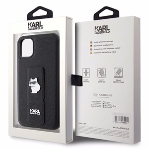 Karl Lagerfeld Gripstand Saffiano Choupette Pins чехол для iPhone 11 / Xr - чёрный