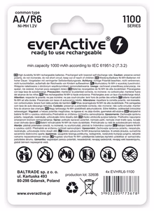 Rechargeable batteries everActive Ni-MH R6 AA 1100 mAh Infinity Line - 4 pieces