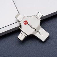 Pendrive 16GB USB 3.2 Gen 1 (USB A / USB C / Lightning / Micro USB) Forcell F-Data Metal Quad hõbedane