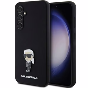 Karl Lagerfeld Silicone Ikonik Metal Pin ümbris jaoks Samsung Galaxy S23 FE - must