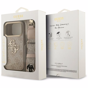 Guess 4G Big 4G Classic Logo Big Strap Metal Buttons чехол iPhone 17 Pro розовый