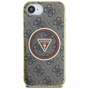 Guess IML Metal Glitter 4G Circle Triangle MagSafe ümbris jaoks iPhone 16e - brown