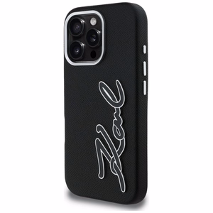 Karl Lagerfeld FW Grained Signature Logo чехол iPhone 16 Pro - черный