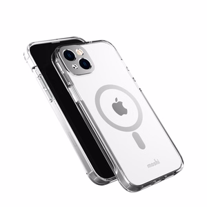 Moshi iGlaze ümbris seadmele iPhone 14 Plus, MagSafe'iga ühilduv, läbipaistev Luna Silver detailidega