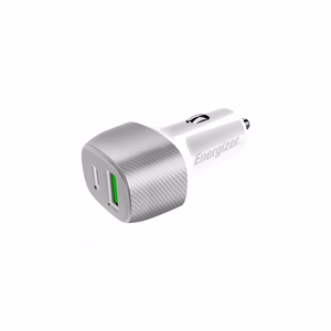 Energizer Ultimate D38WS autolaadija, USB-C + USB-A, 38 W PD + QC 3,0, valge ja hõbedane