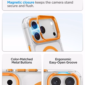 Spigen Ultra Hybrid Optik S MagSafe ümbris iPhone 18 Pro / 17 Pro jaoks, läbipaistev oranž