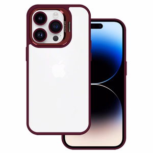 Tel Protect Kickstand Ümbris + camera glass (lens) jaoks Iphone 15 Pro burgundia