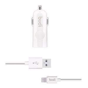 Budi BD062L autolaadija 1 USB-A pordiga, LED-näidikuga, Lightning-kaabliga