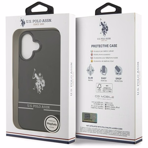 US Polo DH and Bottom Stripe Logo MagSafe чехол iPhone 17 - черный