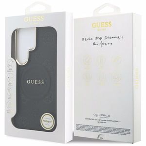 Guess Saffiano Peony Embossed Ring MagSafe ümbris Samsung Galaxy S26 Ultra must