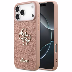 Guess Fixed Glitter Big 4G Ümbris jaoks iPhone 17 Pro Max - Roosa