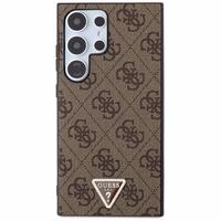 Guess Grip Stand 4G Triangle Strass Ümbris jaoks Samsung Galaxy S24 Ultra - Brown