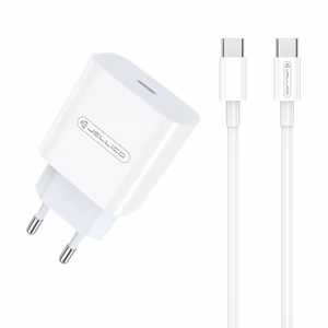 Laadija Jellico AK180 20W USB-C + USB-C to USB-C kaabel 1.0m valge