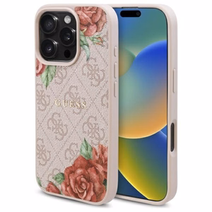 Guess GUHMP16LP4ROPEMCP iPhone 16 Pro 6.3" roosa/roosa hardcase 4G Flowers Print MagSafe
