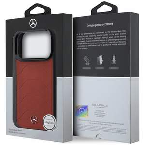 Mercedes Leather Mesh with Bow Line MagSafe ümbris iPhone 17 Pro Max jaoks, punane