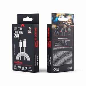 Maxlife MXUC-06 кабель USB-C - Lightning 1,0 m 20W серый нейлон