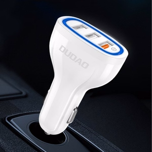 Autolaadija Dudao R7S QC3.0 Quick Charge 18W must (pordid: 3xUSB)
