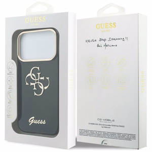 Guess IML 4G Script Metal ümbris mudelile iPhone 17 Pro Max / 18 Pro Max – värv: must