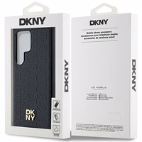DKNY Leather Pattern Metal Logo MagSafe ümbris jaoks Samsung Galaxy S24 Ultra - must