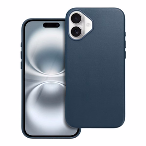 LEATHER MAG COVER ümbris jaoks IPHONE 16 Plus indigo sinine