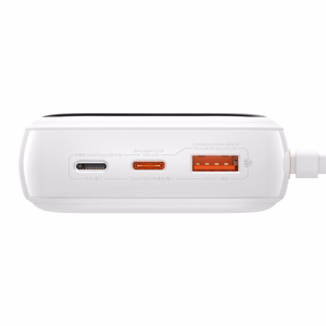 Baseus Akupank 20000mAh Qpow Pro - USB + Type C - PD 20W with Lightning kaabel (PPQD060202) valge