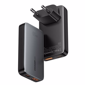 Laadija Essager GaN Ultra must 65W (1xPD / 1xQC3.0)
