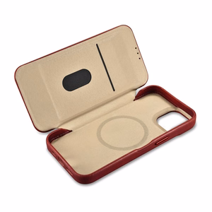 Чехол iCarer CE Oil Wax Premium Leather Folio для iPhone 14 Plus магнитный с откидной крышкой MagSafe красный