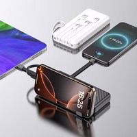 Dudao K11 10000mAh Powerbank sisseehitatud kaablitega - valge