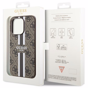 Guess GUHMP14XP4RPSW iPhone 14 Pro Max 6.7" brown/brown hardcase 4G Printed Stripes MagSafe