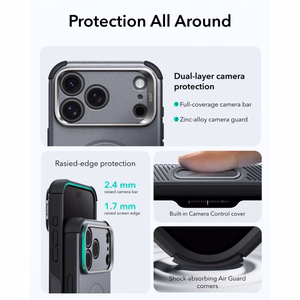 ESR Cyber Tough MagSafe ümbris alusega iPhone 18 Pro Max / 17 Pro Max jaoks, hall