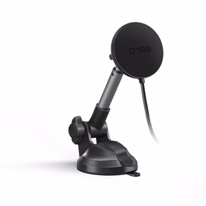 Telescopic smartphone holder with inductive charger SBS TESUPPMAG15WLONGARM with suction cup, compatible with MagSafe - black