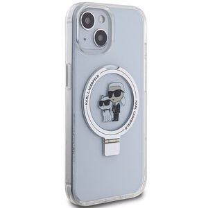 Karl Lagerfeld KLHMP15SHMRSKCH iPhone 15 / 14 / 13 6.1" valge/valge hardcase Ring Stand Karl&Choupette MagSafe