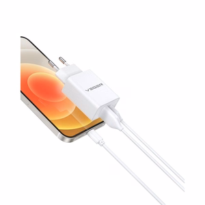 Phone laadija VEGER USB A + Typ C PD QC3.0 3A 30W VLS302U valge