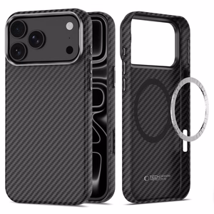 Tech-Protect Ion Carbon MagSafe ümbris iPhone 18 Pro Max / 17 Pro Max – must ja hõbedane