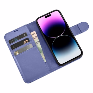 iCarer rahakoti ümbris 2in1 Cover iPhone 14 Pro Max nahast Flip Cover Anti-RFID Light Purple (WMI14220728-LP)