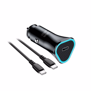 Car Laadija sinine Star USB C QC3.0 PD AFC 3A 20W + Kaabel USB C to USB C must