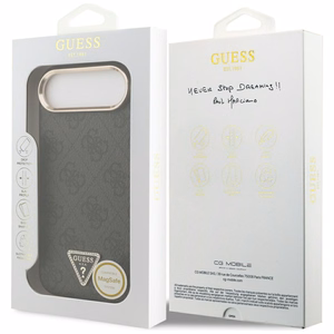 GUESS ümbris jaoks IPHONE 17 Air compatible with MagSafe GUHMP17MP4GTDGMK (4G PU W/ Triangle Logo) kuldne must