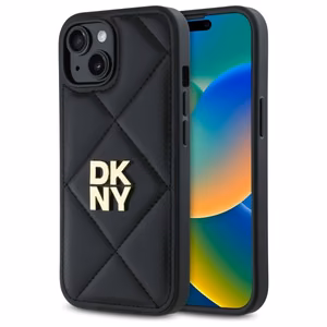DKNY Quilted Stack Logo iPhone 15 Ümbris - Must