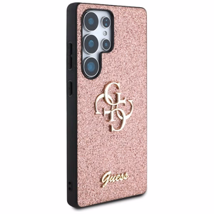 Guess Fixed Glitter Big 4G Metal Logo Ümbris jaoks Samsung Galaxy S25 Ultra roosa
