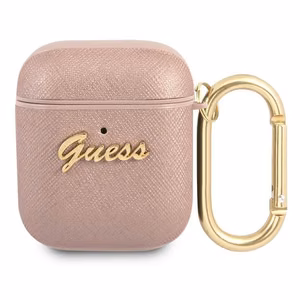 Guess GUA2SASMP AirPodsi ümbris roosa/roosa Saffiano Script Metal Collection