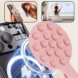 Silicone suction phone hoidja magnetic with ring MSH9 light roosa