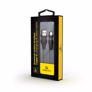 Gembird CC-USB2B-AMCM-2M-BW USB kaabel USB 2.0 USB A USB C must, valge